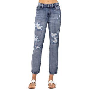 High Rise Destroyed Boyfriend Jeans Womens Plus Size Distressed Stretch Denim